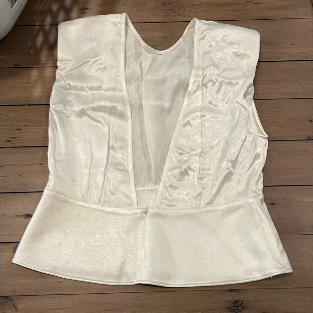 Ba&sh Paris ecru lady too open back shoulder pads beautiful summer top size M